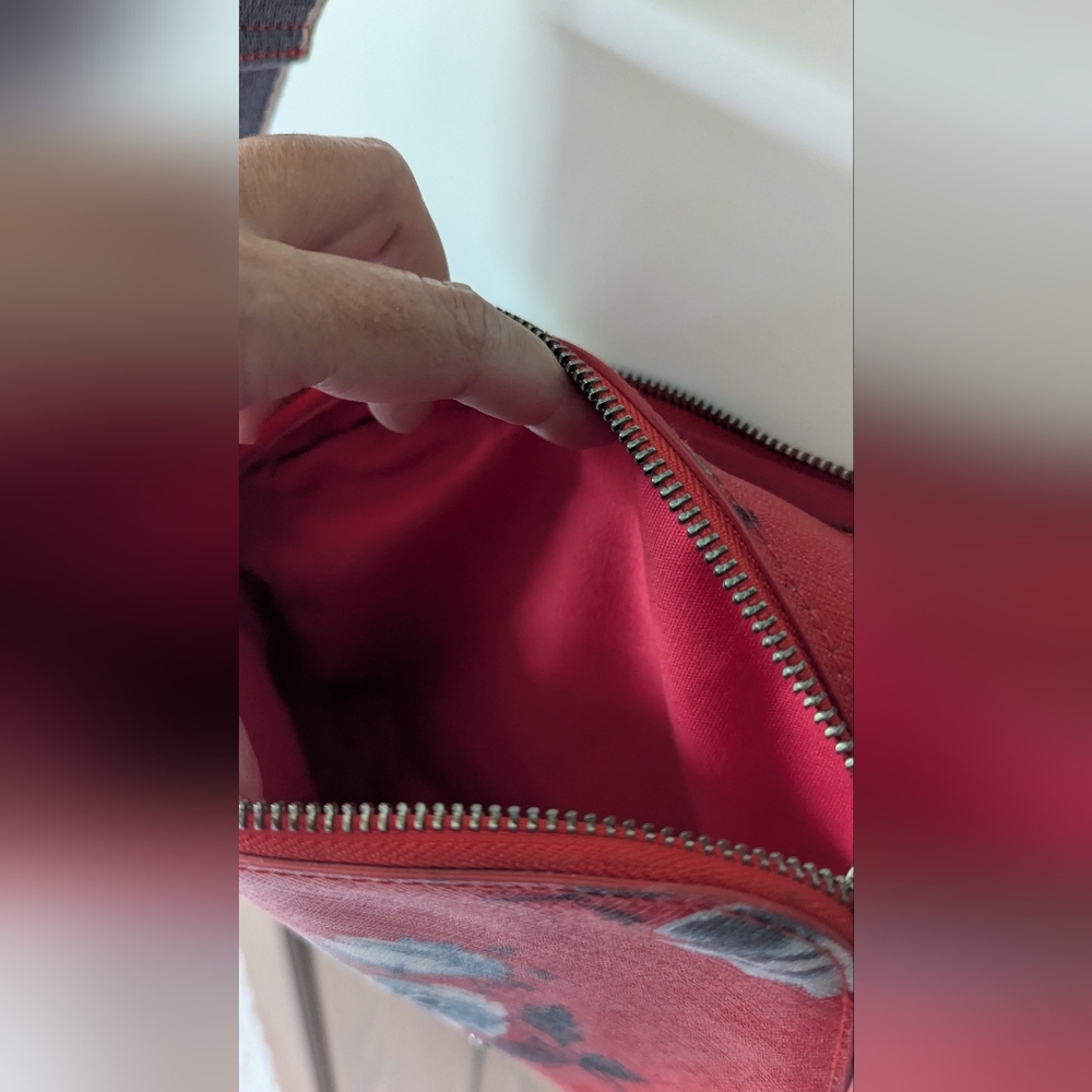 Cath Kidston Red Floral Crossbody Bag Wide Adjustable Strap - Picture 8 of 15